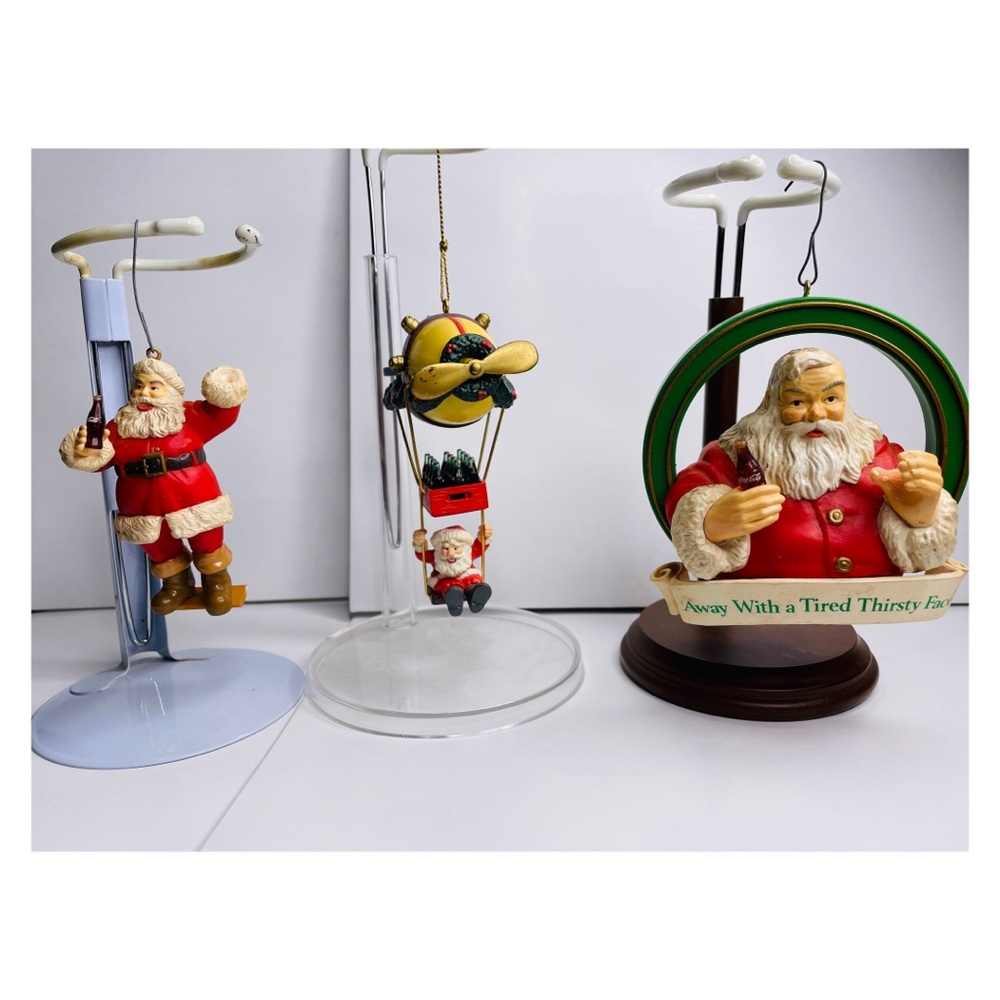 Vintage Lot of 3 Coca-Cola Bottling Works Collection Blimp Christmas Ornament